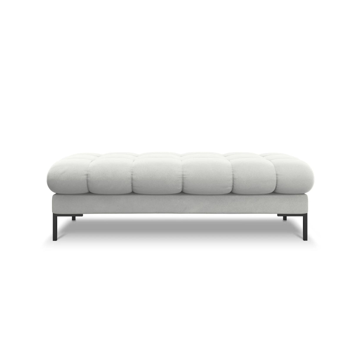 Mamaia 2-Sitzer Sitz-Bank, Metallbeine Schwarz, mit Bezug aus Samt (Blu03) in Silber, 62x133 cm – Bild 3