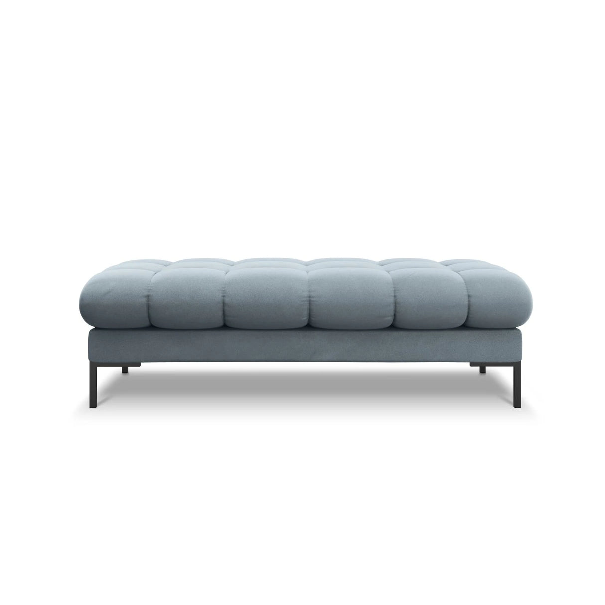 Mamaia 2-Sitzer Sitz-Bank, Metallbeine Schwarz, mit Bezug aus Samt (Blu06) in Hellblau, 62x133 cm – Bild 3