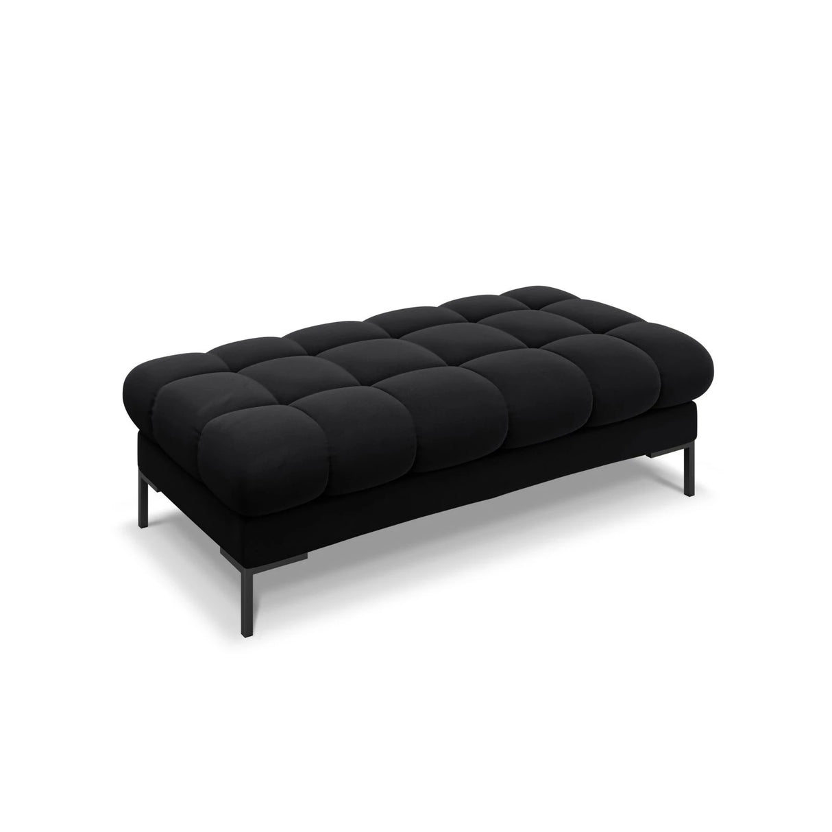 Mamaia 2-Sitzer Sitz-Bank, Metallbeine Schwarz, mit Bezug aus Samt (Blu19) in Schwarz, 62x133 cm – Bild 1