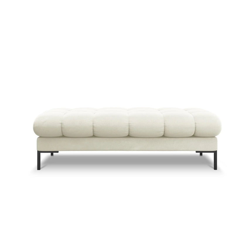 Mamaia 2-Sitzer Sitz-Bank, Metallbeine Schwarz, mit Bezug aus Samt (Blu22) in Leichtes Beige, 62x133 cm – Bild 3