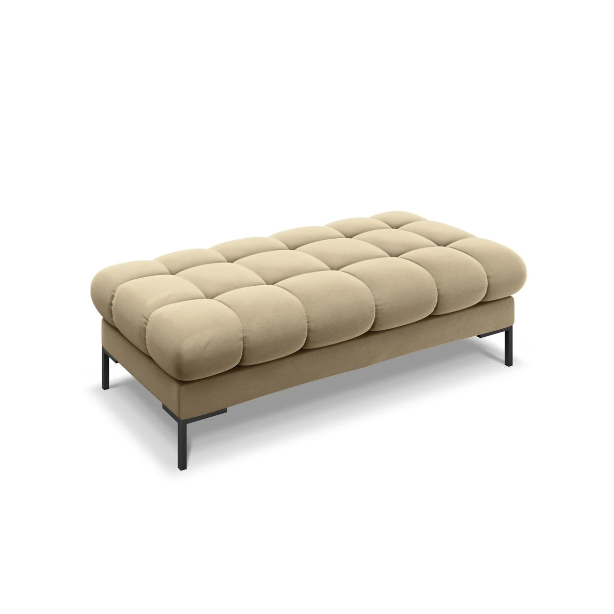 Mamaia 2-Sitzer Sitz-Bank, Metallbeine Schwarz, mit Bezug aus Samt (Blu28) in Beige, 62x133 cm – Bild 1