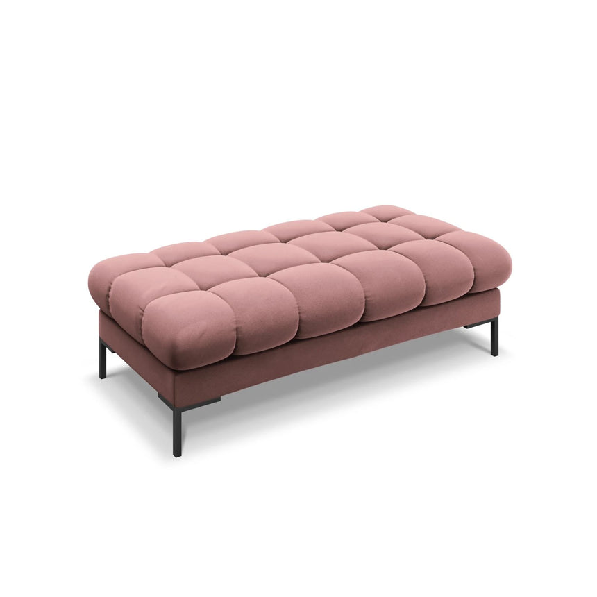 Mamaia 2-Sitzer Sitz-Bank, Metallbeine Schwarz, mit Bezug aus Samt (Blu52) in Rosa, 62x133 cm – Bild 1