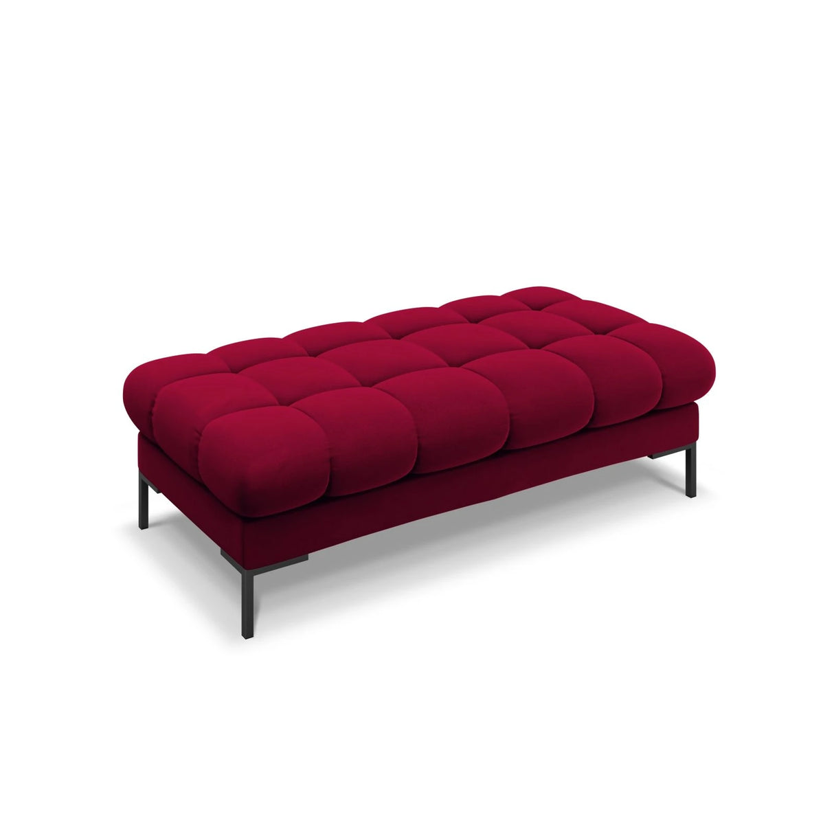 Mamaia 2-Sitzer Sitz-Bank, Metallbeine Schwarz, mit Bezug aus Samt (Blu59) in Rot, 62x133 cm – Bild 1