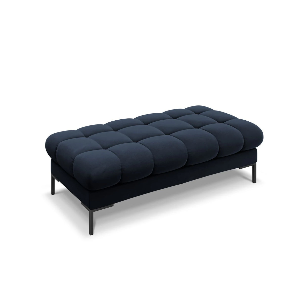 Mamaia 2-Sitzer Sitz-Bank, Metallbeine Schwarz, mit Bezug aus Samt (Blu89) in Dunkelblau, 62x133 cm – Bild 1