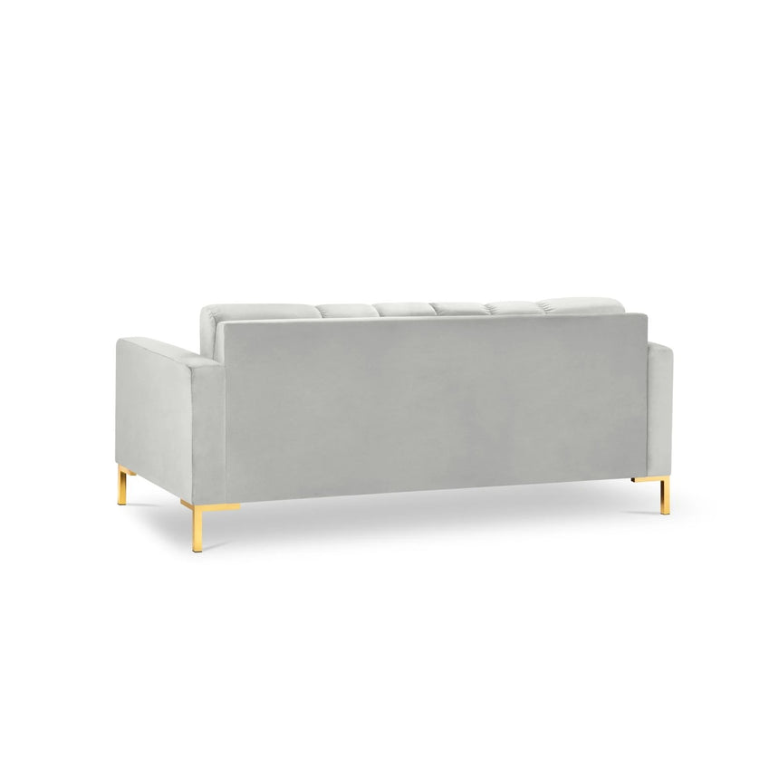 Mamaia 2-Sitzer Sofa, Beine Goldmetall, mit Bezug aus Samt (Blu03) in Silber, 152x96 cm – Bild 5