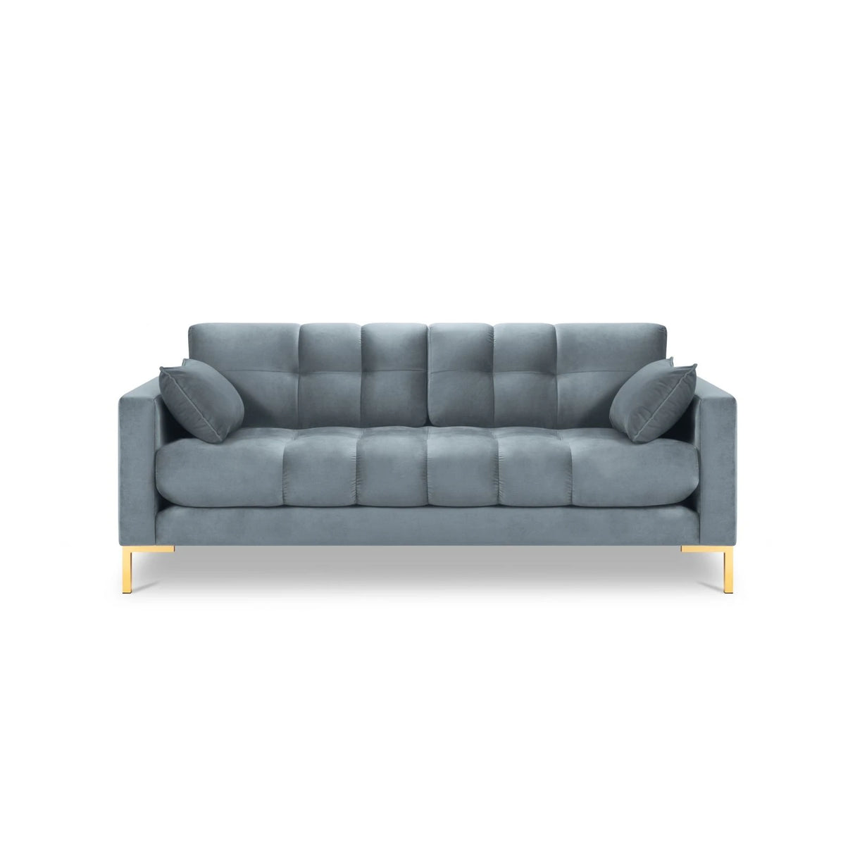 Mamaia 2-Sitzer Sofa, Beine Goldmetall, mit Bezug aus Samt (Blu06) in Hellblau, 152x96 cm – Bild 4