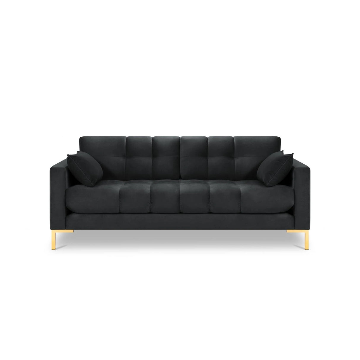 Mamaia 2-Sitzer Sofa, Beine Goldmetall, mit Bezug aus Samt (Blu18) in Dunkelgrau, 152x96 cm – Bild 4