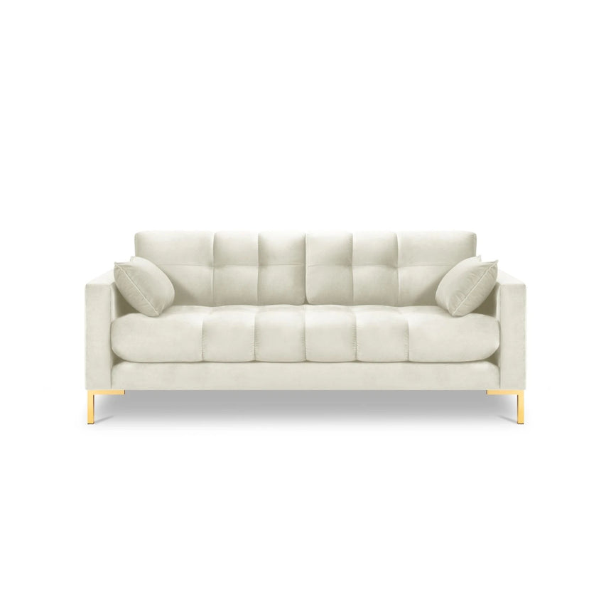 Mamaia 2-Sitzer Sofa, Beine Goldmetall, mit Bezug aus Samt (Blu22) in Leichtes Beige, 152x96 cm – Bild 4