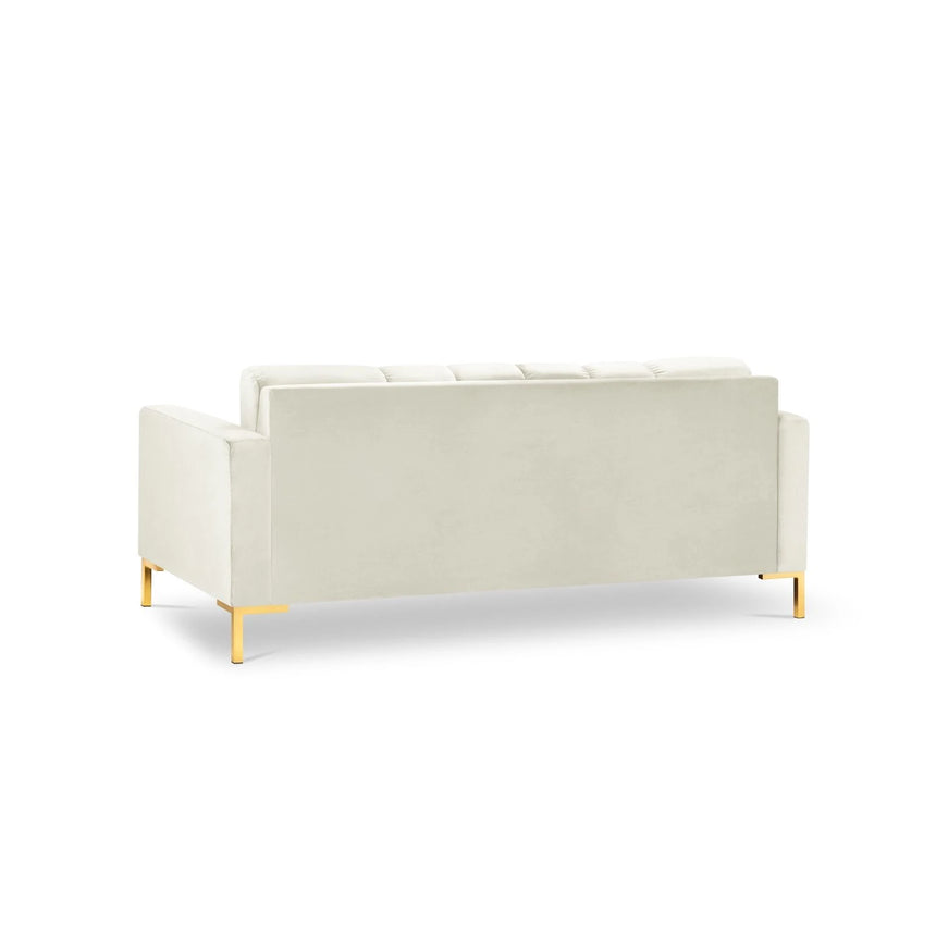 Mamaia 2-Sitzer Sofa, Beine Goldmetall, mit Bezug aus Samt (Blu22) in Leichtes Beige, 152x96 cm – Bild 5