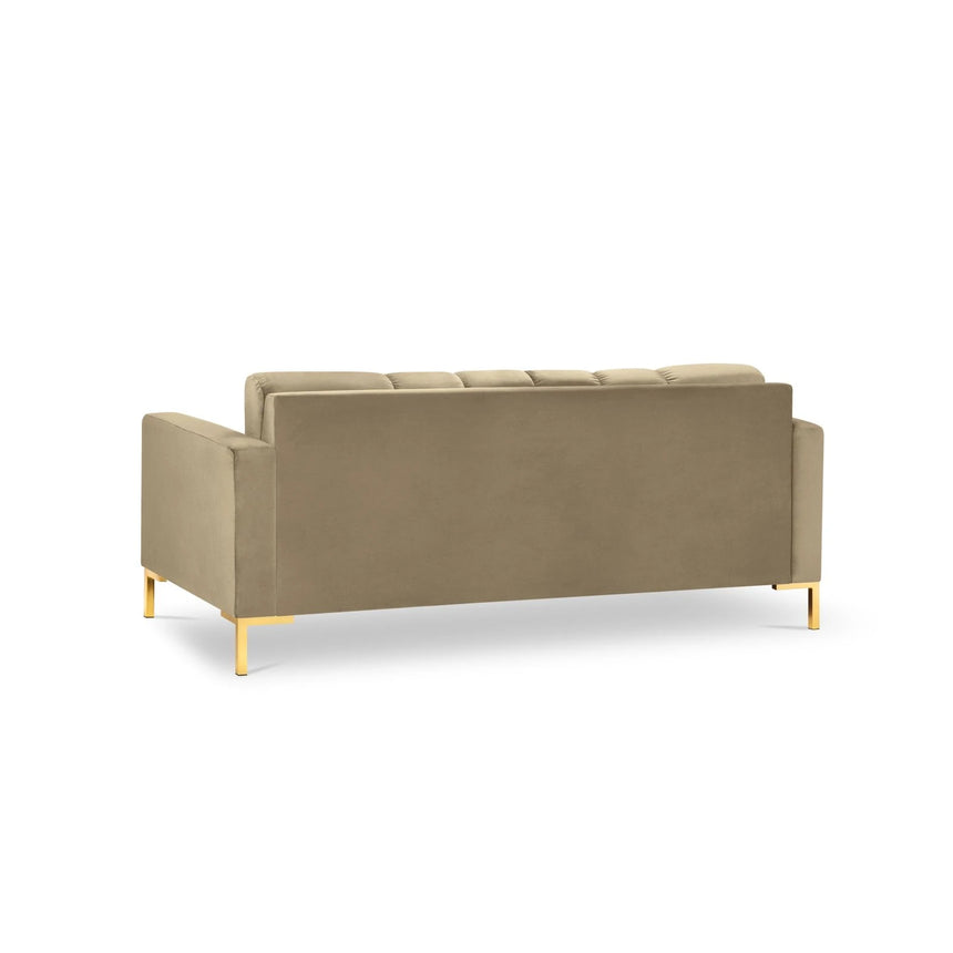 Mamaia 2-Sitzer Sofa, Beine Goldmetall, mit Bezug aus Samt (Blu28) in Beige, 152x96 cm – Bild 5