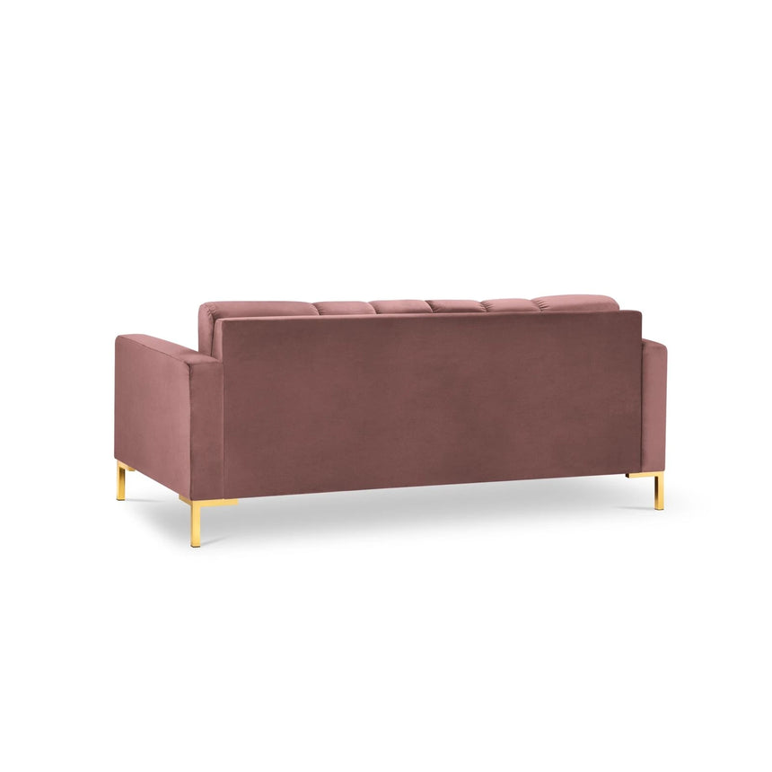 Mamaia 2-Sitzer Sofa, Beine Goldmetall, mit Bezug aus Samt (Blu52) in Rosa, 152x96 cm – Bild 5