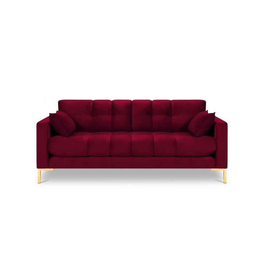 Mamaia 2-Sitzer Sofa, Beine Goldmetall, mit Bezug aus Samt (Blu59) in Rot, 152x96 cm – Bild 4