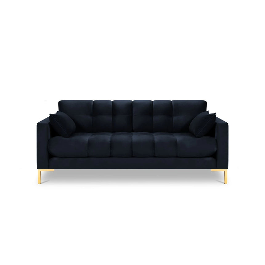 Mamaia 2-Sitzer Sofa, Beine Goldmetall, mit Bezug aus Samt (Blu89) in Dunkelblau, 152x96 cm – Bild 4