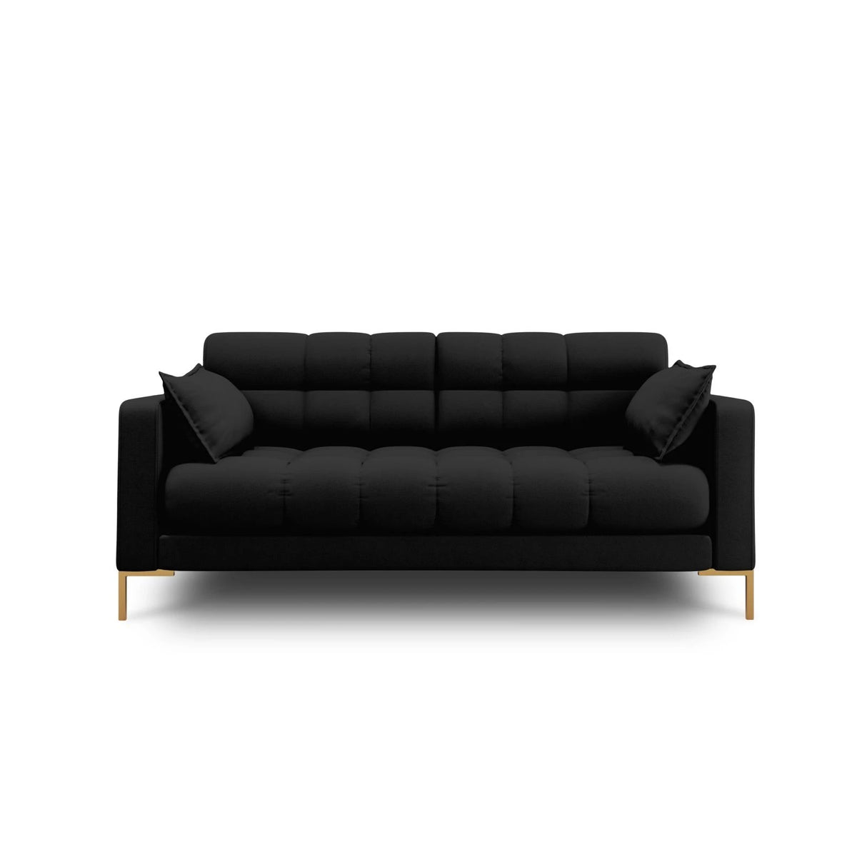 Mamaia 2-Sitzer Sofa, Beine Goldmetall, mit Bezug aus Strukturierter Stoff (Nev100) in Schwarz, 152x96 cm – Bild 1