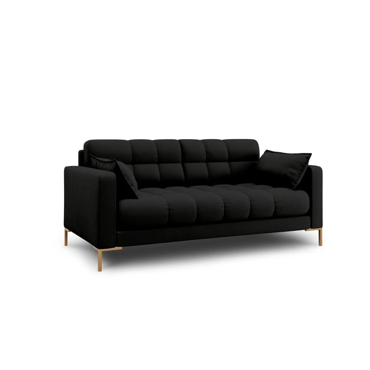 Mamaia 2-Sitzer Sofa, Beine Goldmetall, mit Bezug aus Strukturierter Stoff (Nev100) in Schwarz, 152x96 cm – Bild 3
