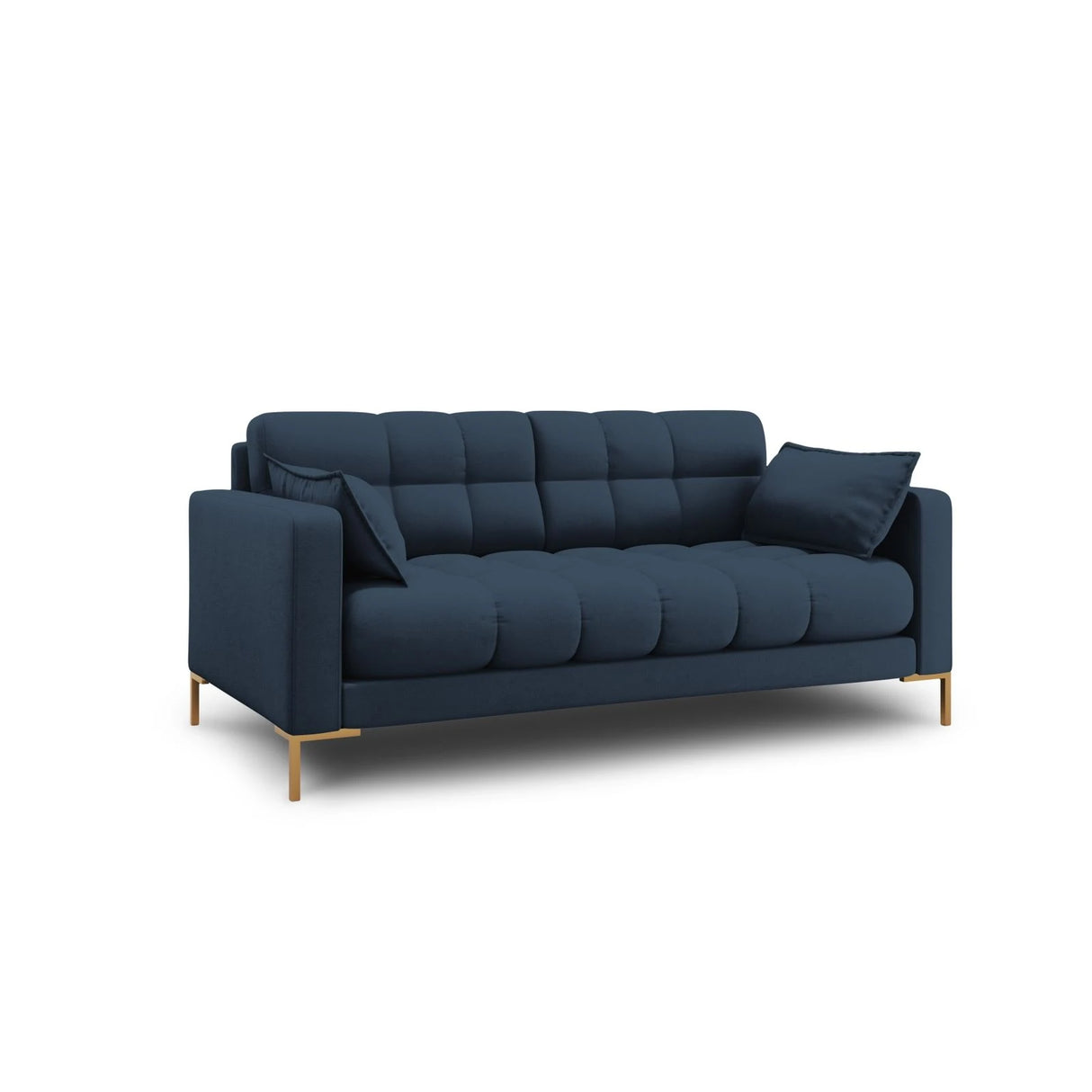 Mamaia 2-Sitzer Sofa, Beine Goldmetall, mit Bezug aus Strukturierter Stoff (Nev77) in Blau, 152x96 cm – Bild 3