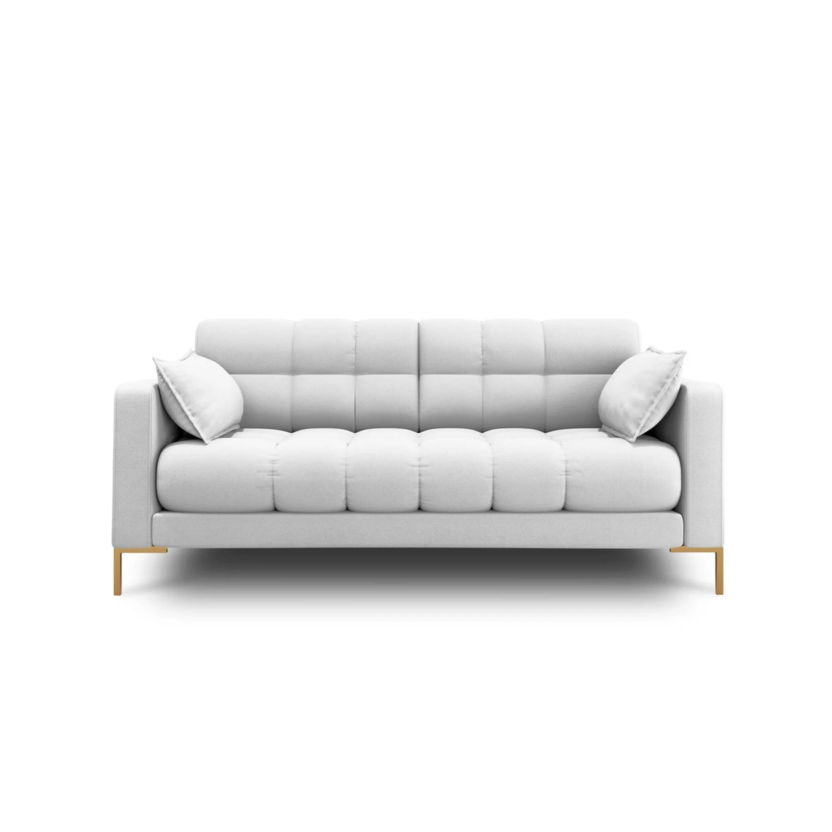 Mamaia 2-Sitzer Sofa, Beine Goldmetall, mit Bezug aus Strukturierter Stoff (Nev80) in Hellgrau, 152x96 cm – Bild 1