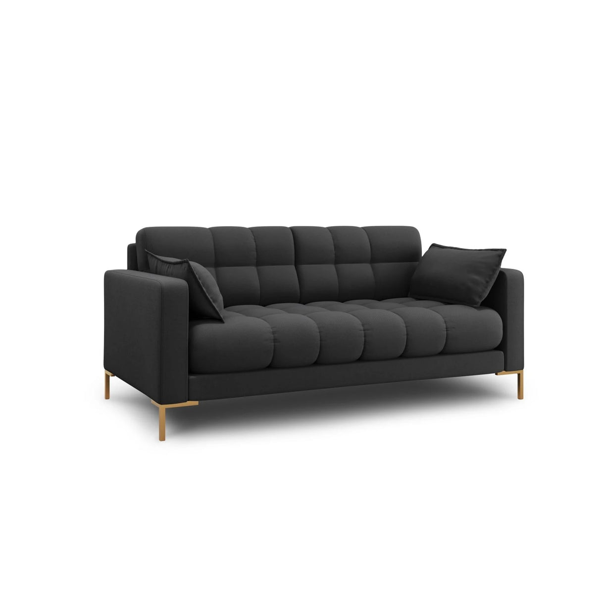 Mamaia 2-Sitzer Sofa, Beine Goldmetall, mit Bezug aus Strukturierter Stoff (Nev97) in Dunkelgrau, 152x96 cm – Bild 3