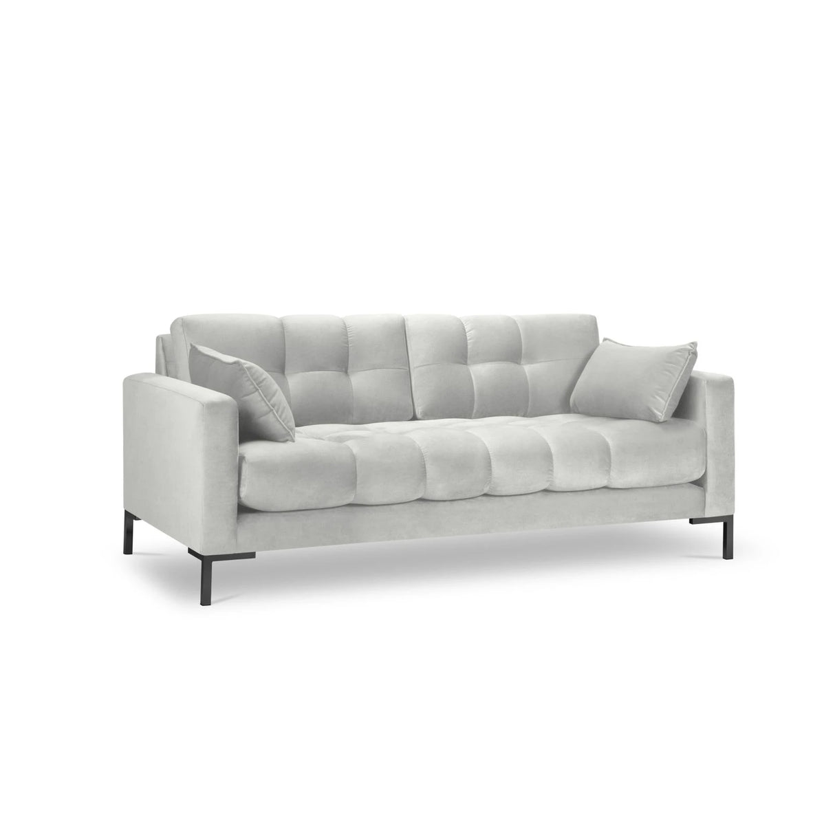 Mamaia 2-Sitzer Sofa, Metallbeine Schwarz, mit Bezug aus Samt (Blu03) in Silber, 152x96 cm – Bild 1