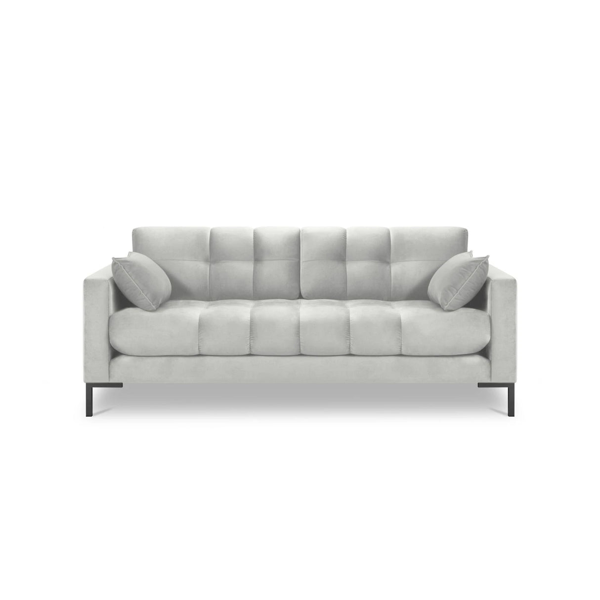 Mamaia 2-Sitzer Sofa, Metallbeine Schwarz, mit Bezug aus Samt (Blu03) in Silber, 152x96 cm – Bild 4