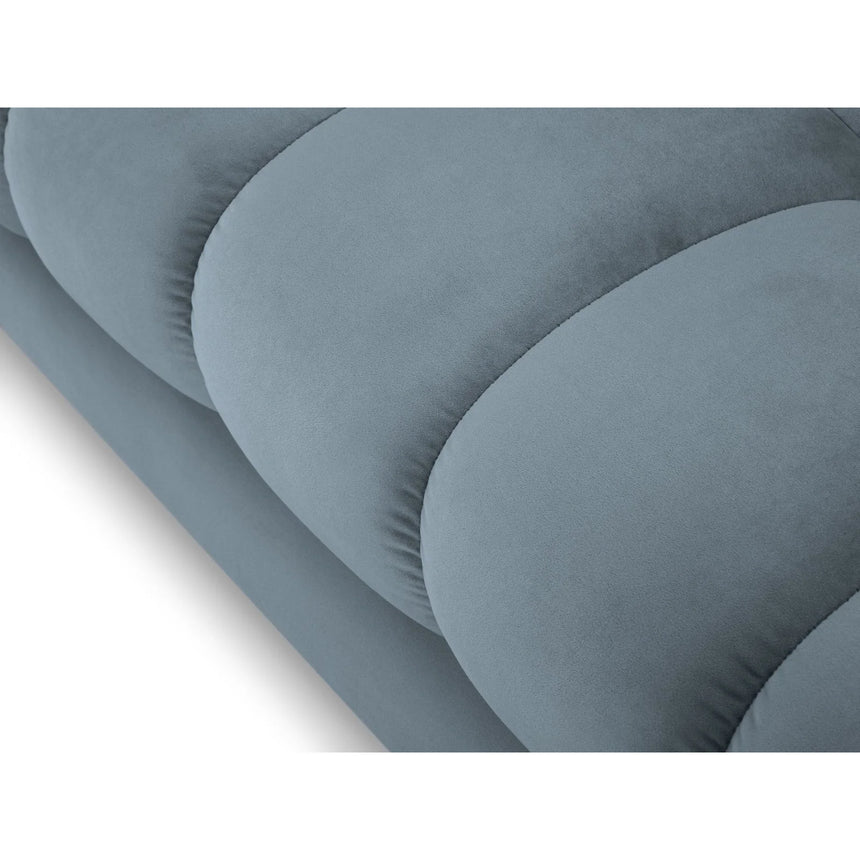 Mamaia 2-Sitzer Sofa, Metallbeine Schwarz, mit Bezug aus Samt (Blu06) in Hellblau, 152x96 cm – Bild 6