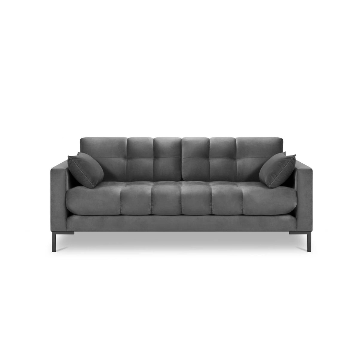 Mamaia 2-Sitzer Sofa, Metallbeine Schwarz, mit Bezug aus Samt (Blu13) in Hellgrau, 152x96 cm – Bild 4