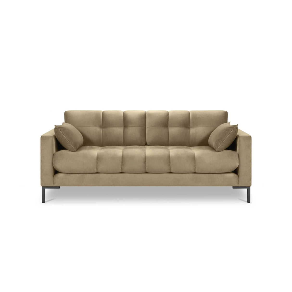 Mamaia 2-Sitzer Sofa, Metallbeine Schwarz, mit Bezug aus Samt (Blu28) in Beige, 152x96 cm – Bild 4