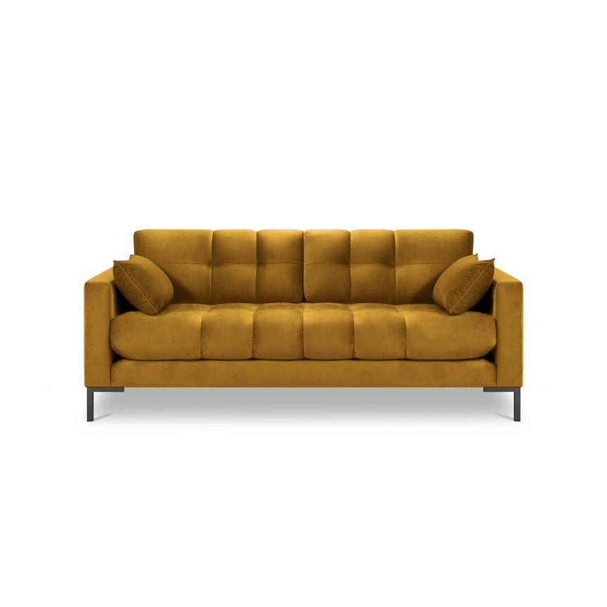 Mamaia 2-Sitzer Sofa, Metallbeine Schwarz, mit Bezug aus Samt (Blu68) in Gelb, 152x96 cm – Bild 4