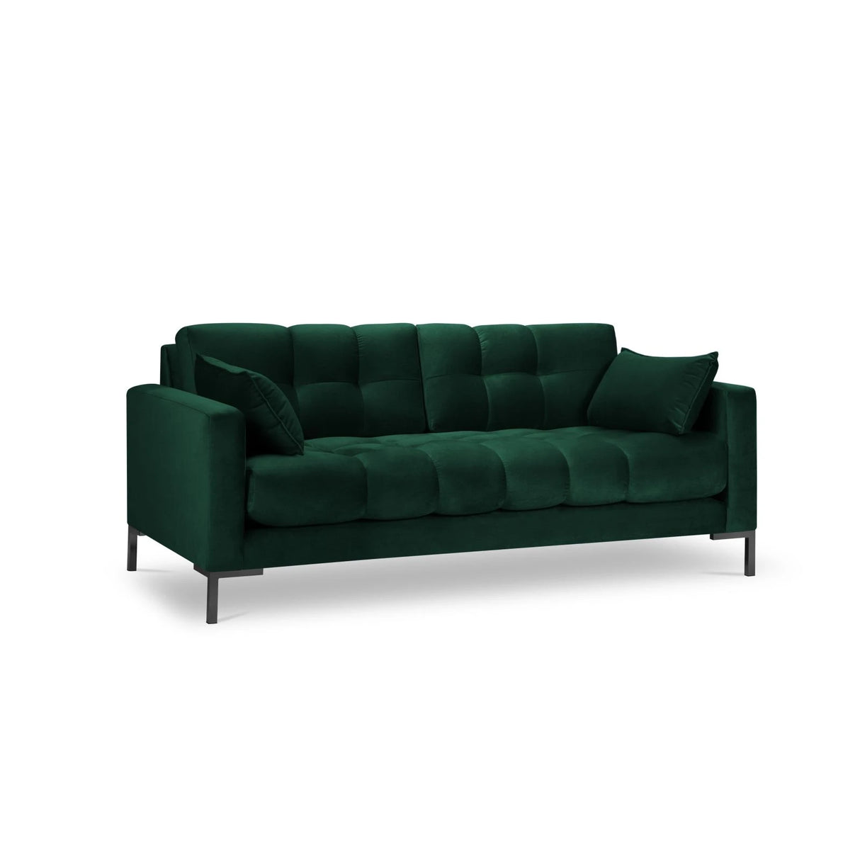 Mamaia 2-Sitzer Sofa, Metallbeine Schwarz, mit Bezug aus Samt (Blu78) in Flaschengrün, 152x96 cm – Bild 1