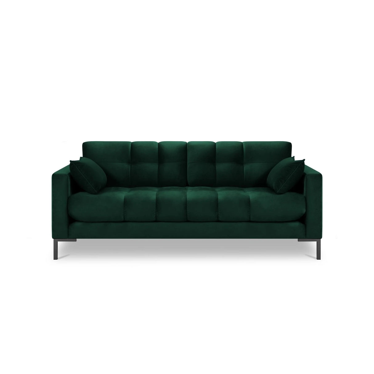 Mamaia 2-Sitzer Sofa, Metallbeine Schwarz, mit Bezug aus Samt (Blu78) in Flaschengrün, 152x96 cm – Bild 4