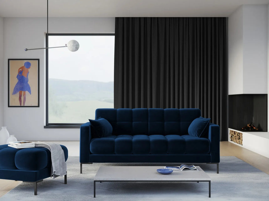 Mamaia 2-Sitzer Sofa, Metallbeine Schwarz, mit Bezug aus Samt (Blu86) in Königsblau, 152x96 cm – Bild 2