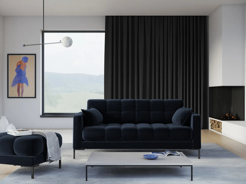 Mamaia 2-Sitzer Sofa, Metallbeine Schwarz, mit Bezug aus Samt (Blu89) in Dunkelblau, 152x96 cm – Bild 2