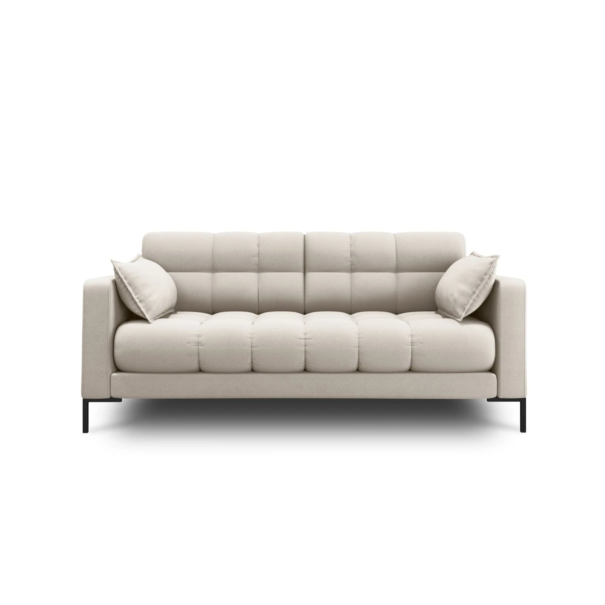 Mamaia 2-Sitzer Sofa, Metallbeine Schwarz, mit Bezug aus Strukturierter Stoff (Nev04) in Beige, 152x96 cm – Bild 1