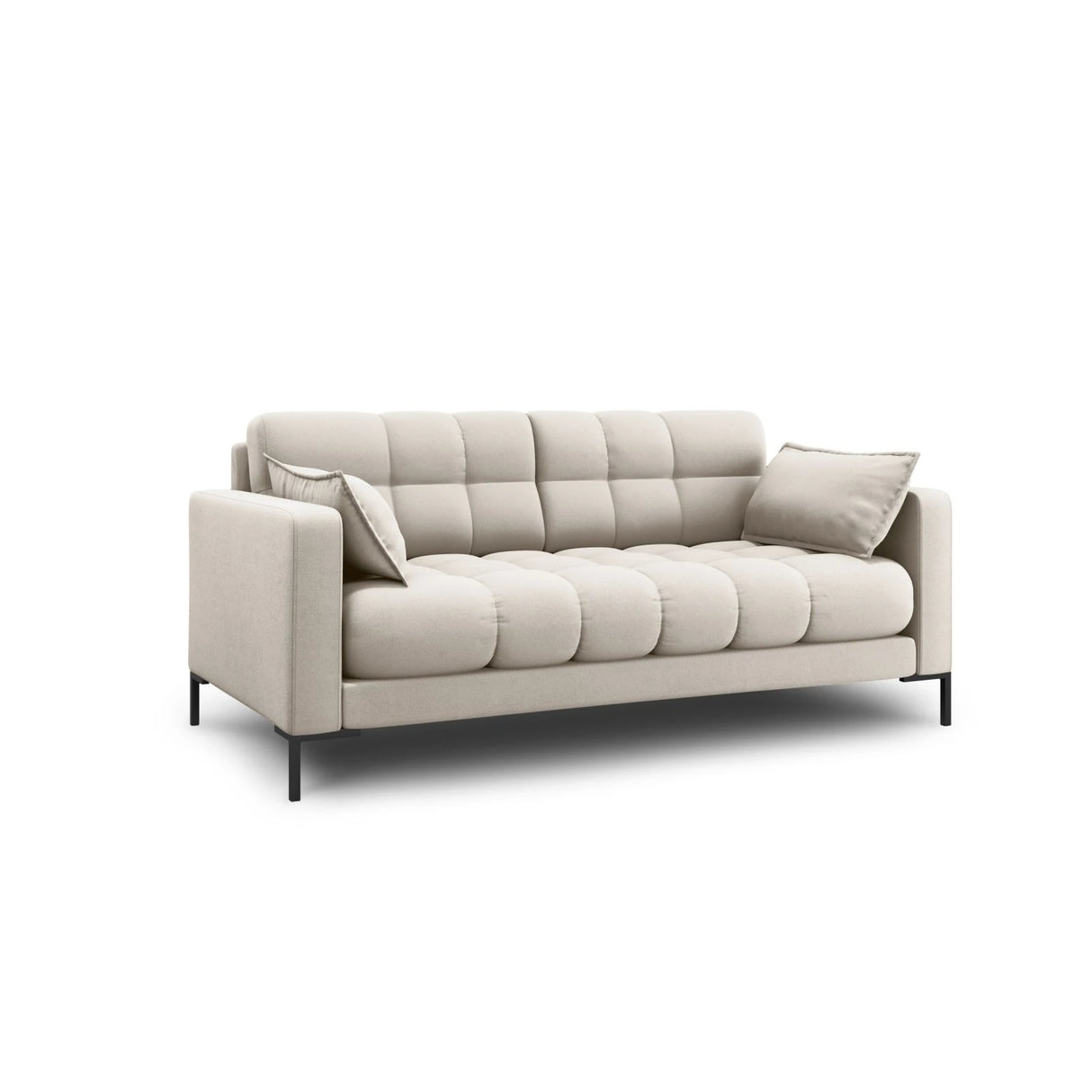 Mamaia 2-Sitzer Sofa, Metallbeine Schwarz, mit Bezug aus Strukturierter Stoff (Nev04) in Beige, 152x96 cm – Bild 3
