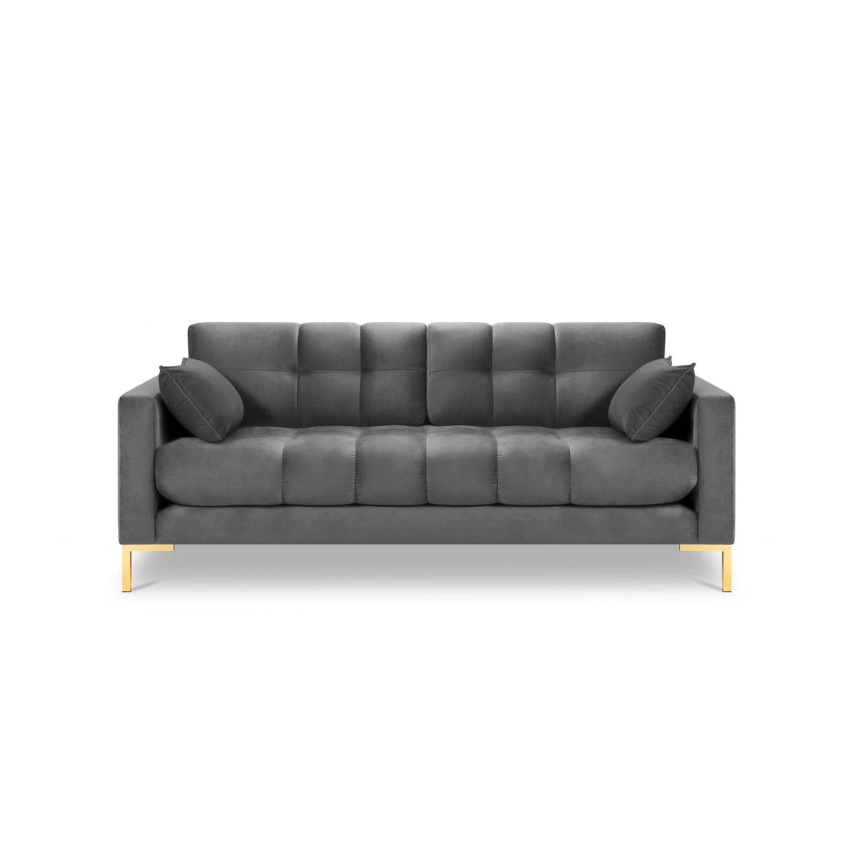 Mamaia 3-Sitzer Sofa, Beine Goldmetall, mit Bezug aus Samt (Blu13) in Hellgrau, 177x96 cm – Bild 4