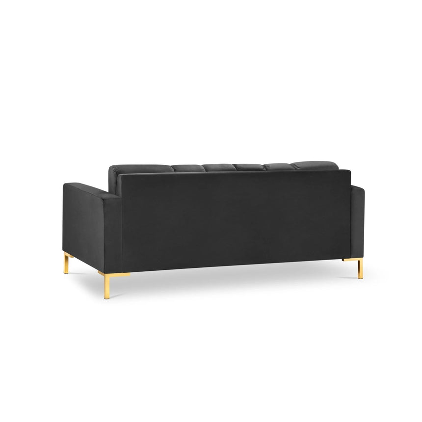 Mamaia 3-Sitzer Sofa, Beine Goldmetall, mit Bezug aus Samt (Blu18) in Dunkelgrau, 177x96 cm – Bild 5
