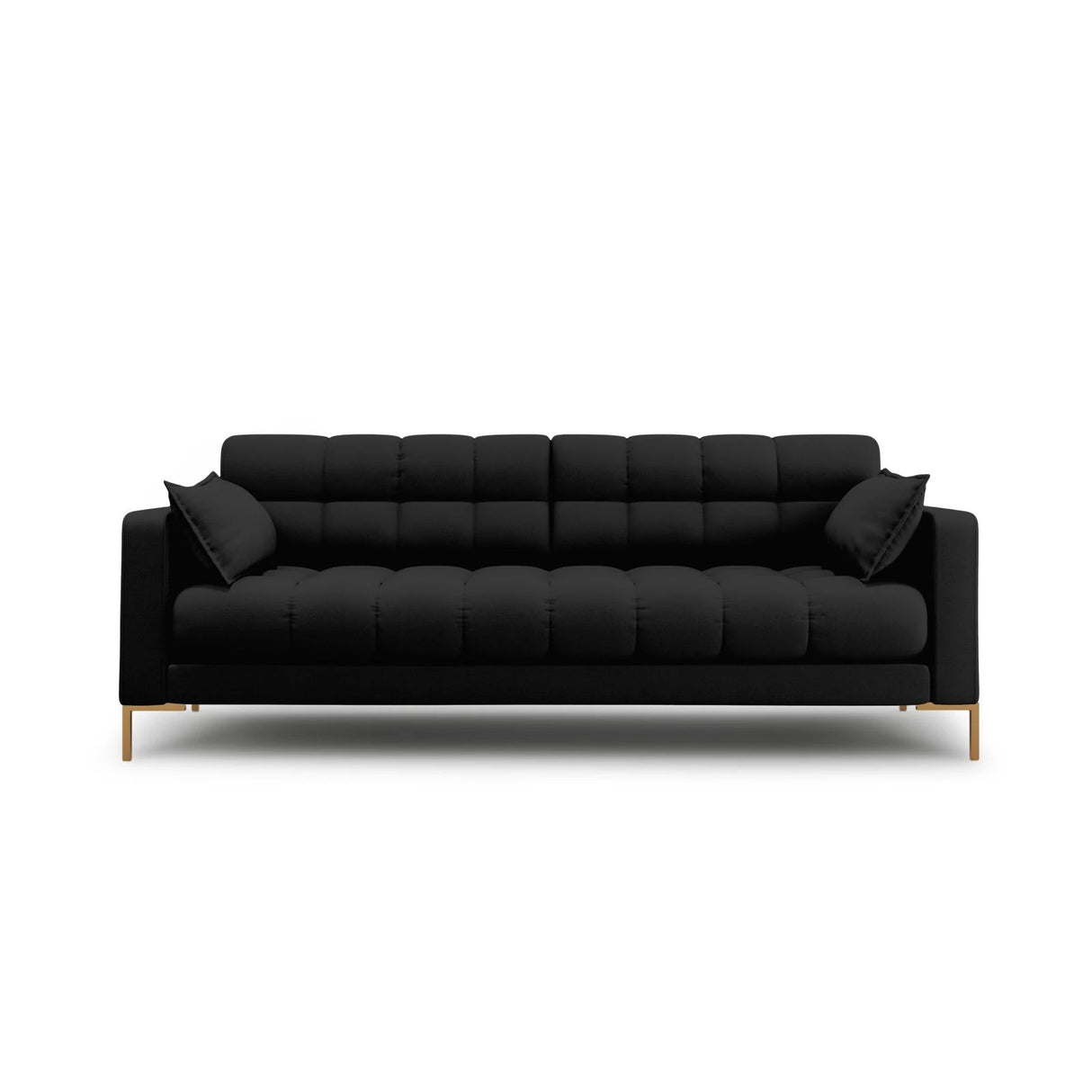 Mamaia 3-Sitzer Sofa, Beine Goldmetall, mit Bezug aus Strukturierter Stoff (Nev100) in Schwarz, 177x96 cm – Bild 1