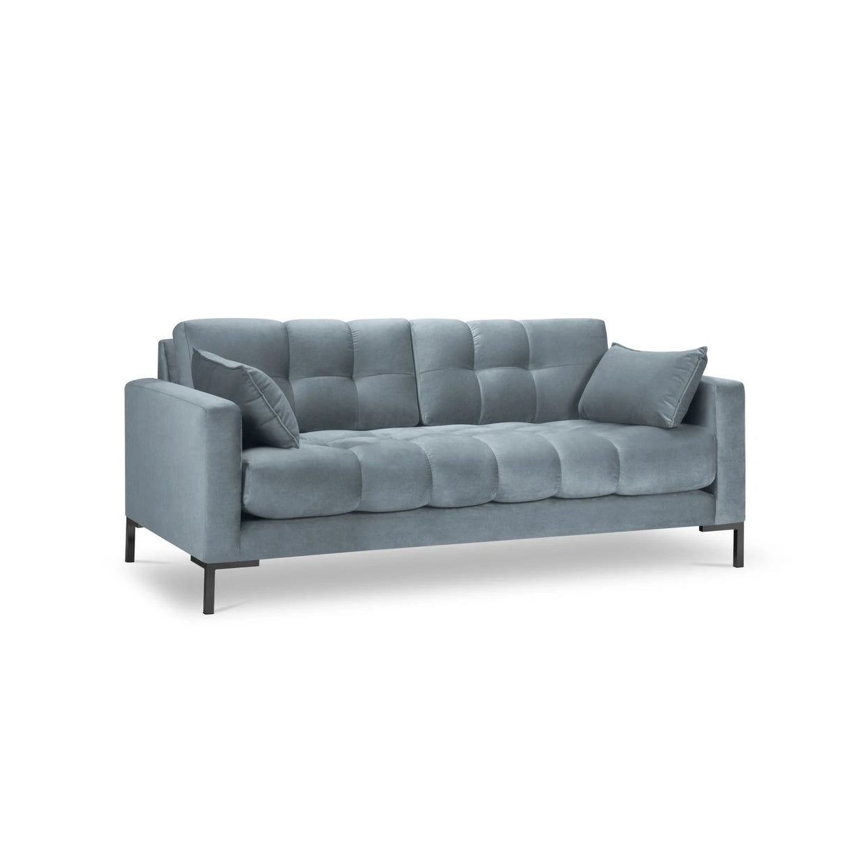 Mamaia 3-Sitzer Sofa, Metallbeine Schwarz, mit Bezug aus Samt (Blu06) in Hellblau, 177x96 cm – Bild 1