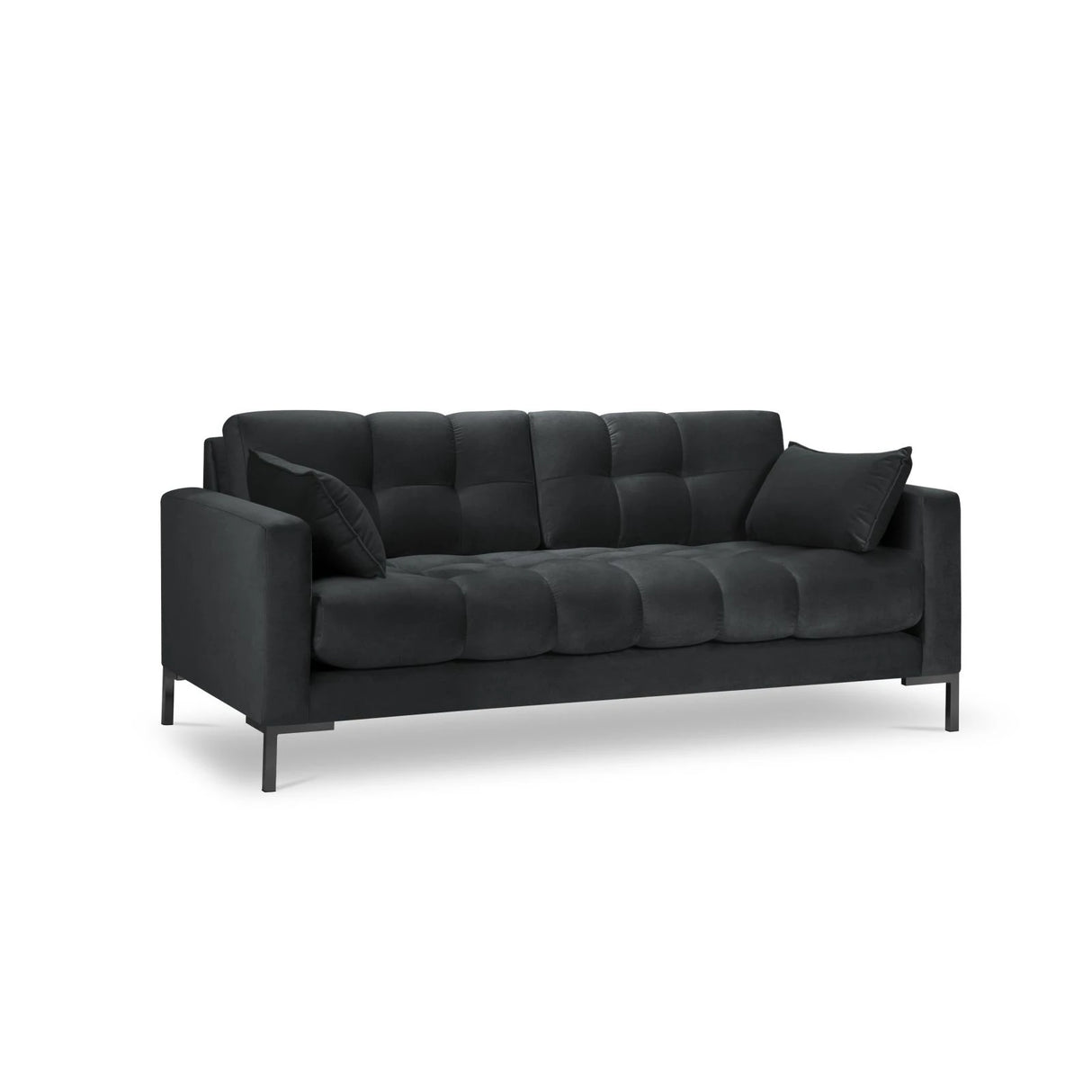 Mamaia 3-Sitzer Sofa, Metallbeine Schwarz, mit Bezug aus Samt (Blu18) in Dunkelgrau, 177x96 cm – Bild 1