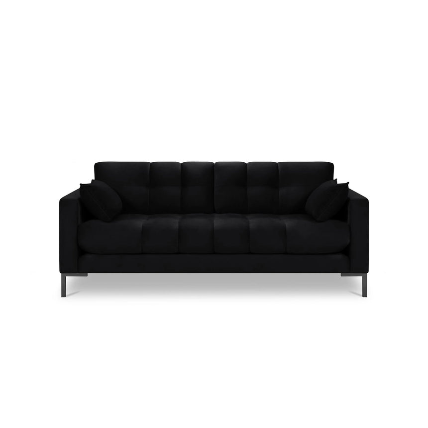 Mamaia 3-Sitzer Sofa, Metallbeine Schwarz, mit Bezug aus Samt (Blu19) in Schwarz, 177x96 cm – Bild 4