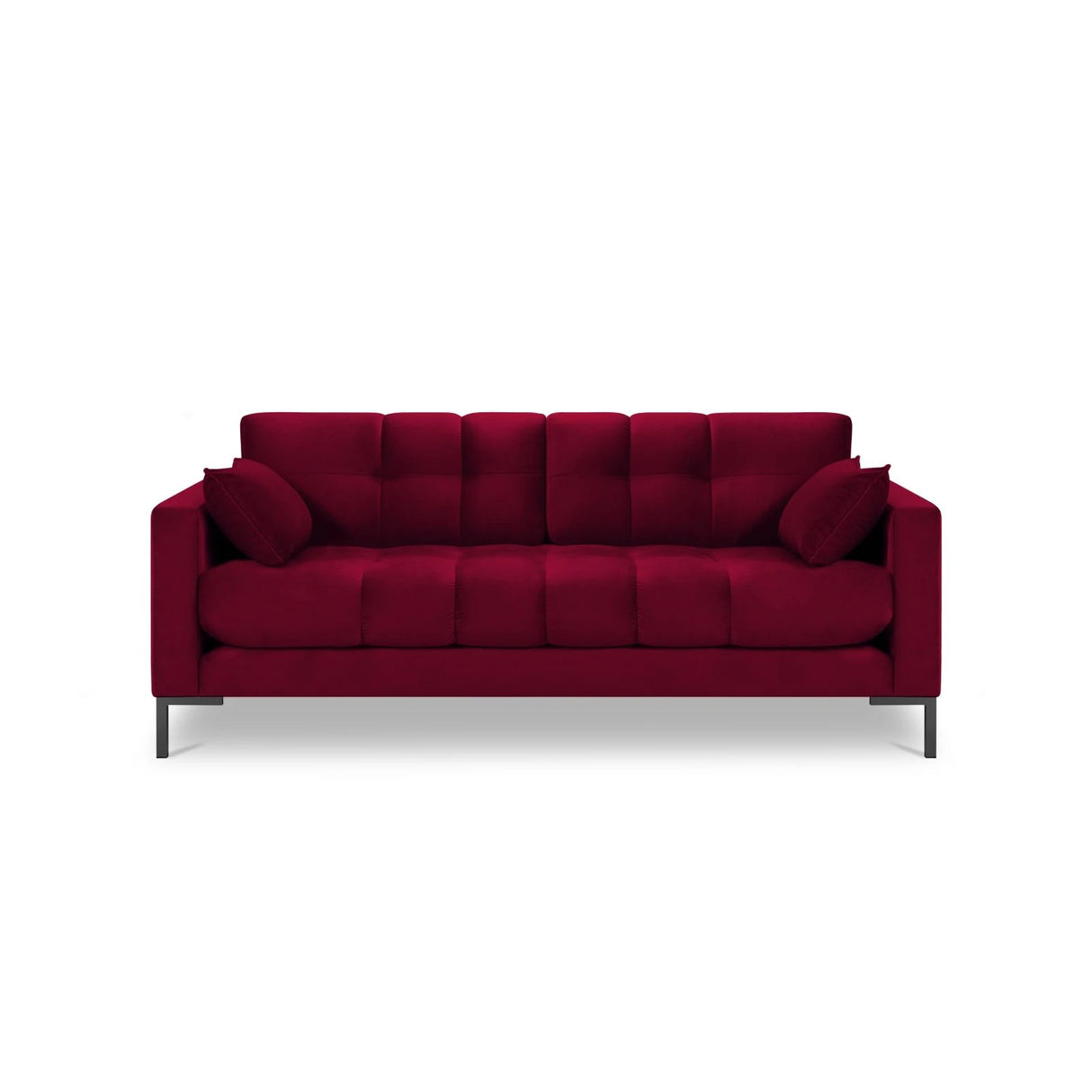 Mamaia 3-Sitzer Sofa, Metallbeine Schwarz, mit Bezug aus Samt (Blu59) in Rot, 177x96 cm – Bild 4