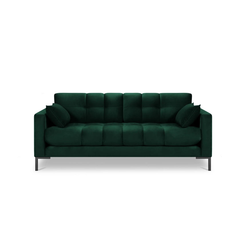 Mamaia 3-Sitzer Sofa, Metallbeine Schwarz, mit Bezug aus Samt (Blu78) in Flaschengrün, 177x96 cm – Bild 4