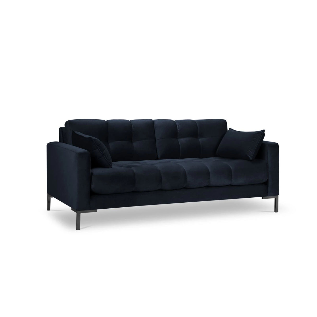 Mamaia 3-Sitzer Sofa, Metallbeine Schwarz, mit Bezug aus Samt (Blu89) in Dunkelblau, 177x96 cm – Bild 1