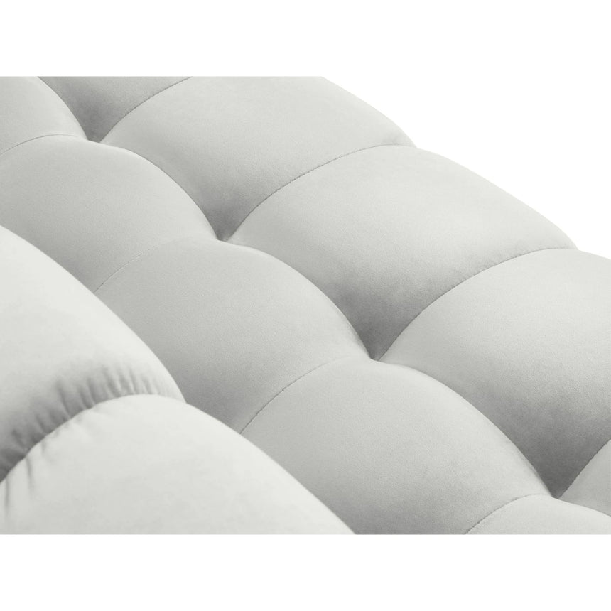 Mamaia 4-Sitzer Ecksofa, Linke Seite, Beine Goldmetall, mit Bezug aus Samt (Blu03) in Silber, 293x185 cm – Bild 8