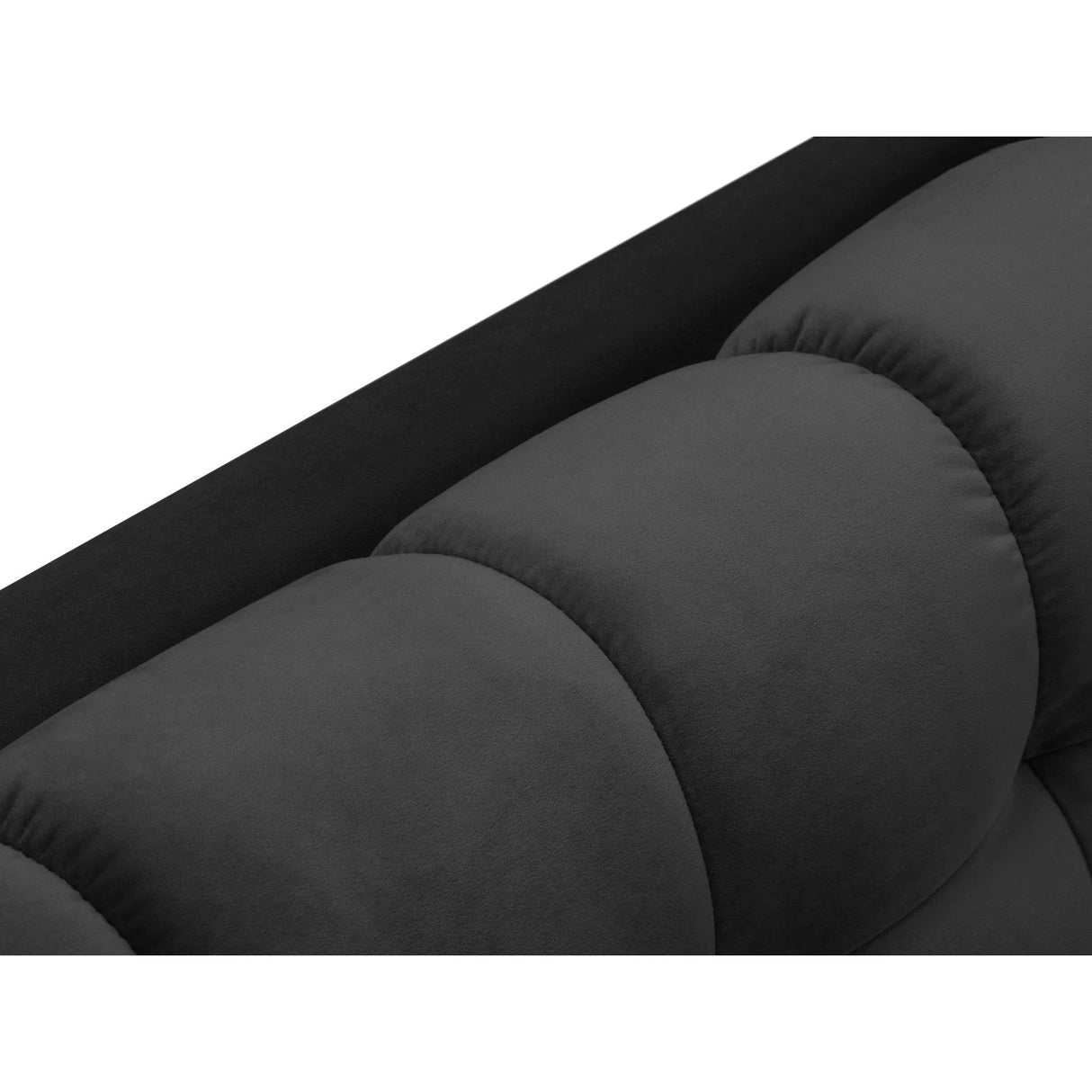 Mamaia 4-Sitzer Ecksofa, Linke Seite, Beine Goldmetall, mit Bezug aus Samt (Blu18) in Dunkelgrau, 293x185 cm – Bild 7