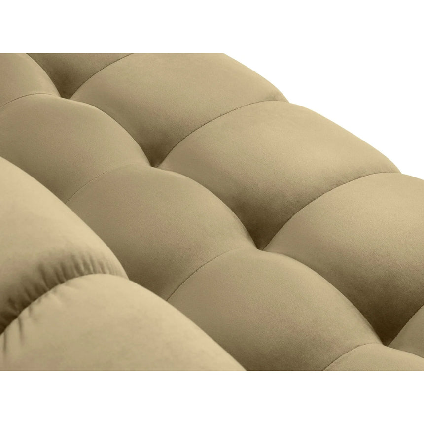 Mamaia 4-Sitzer Ecksofa, Linke Seite, Beine Goldmetall, mit Bezug aus Samt (Blu28) in Beige, 293x185 cm – Bild 8
