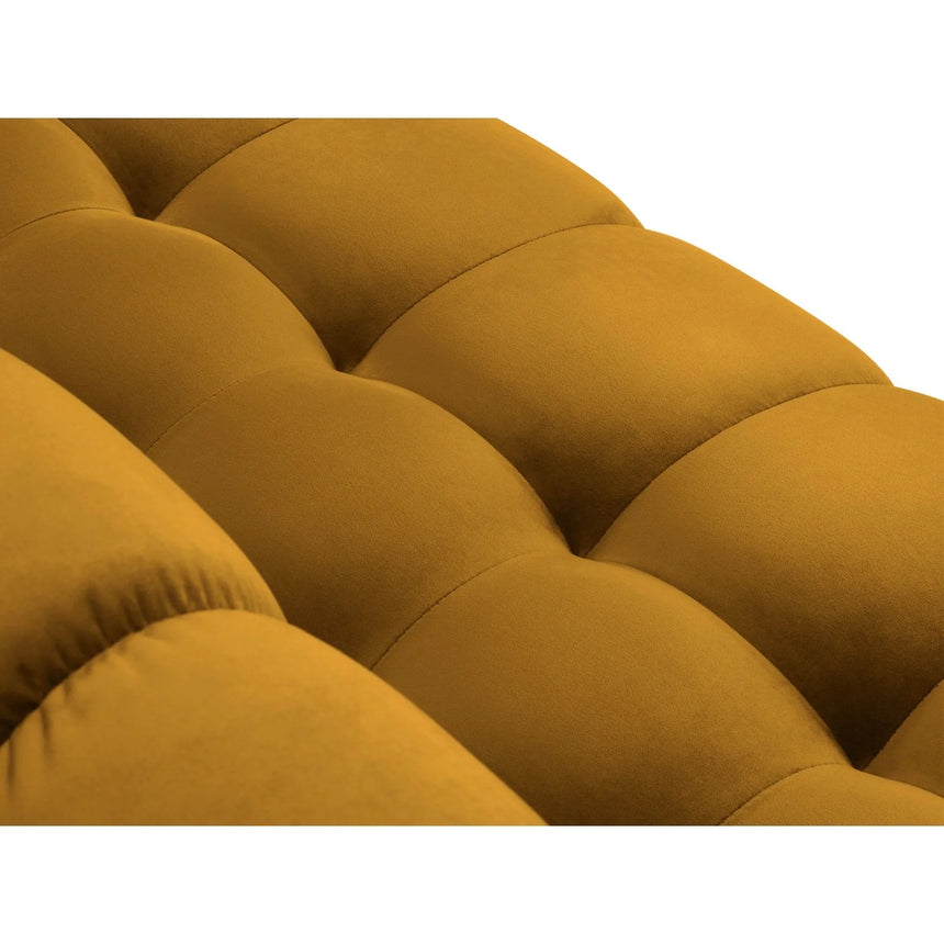 Mamaia 4-Sitzer Ecksofa, Linke Seite, Beine Goldmetall, mit Bezug aus Samt (Blu68) in Gelb, 293x185 cm – Bild 8