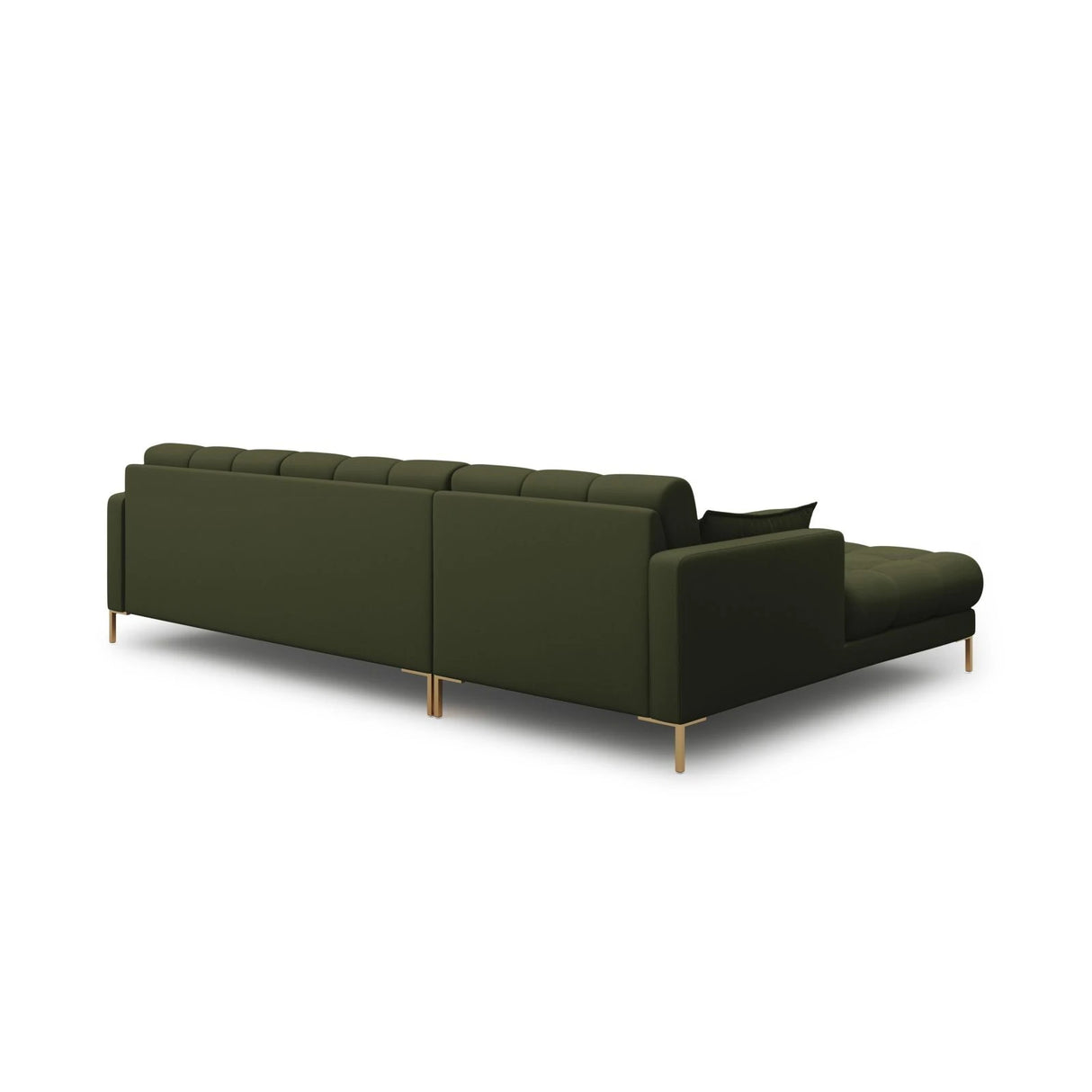 Mamaia 4-Sitzer Ecksofa, Linke Seite, Beine Goldmetall, mit Bezug aus Strukturierter Stoff (Nev39) in Grün, 293x185 cm – Bild 5