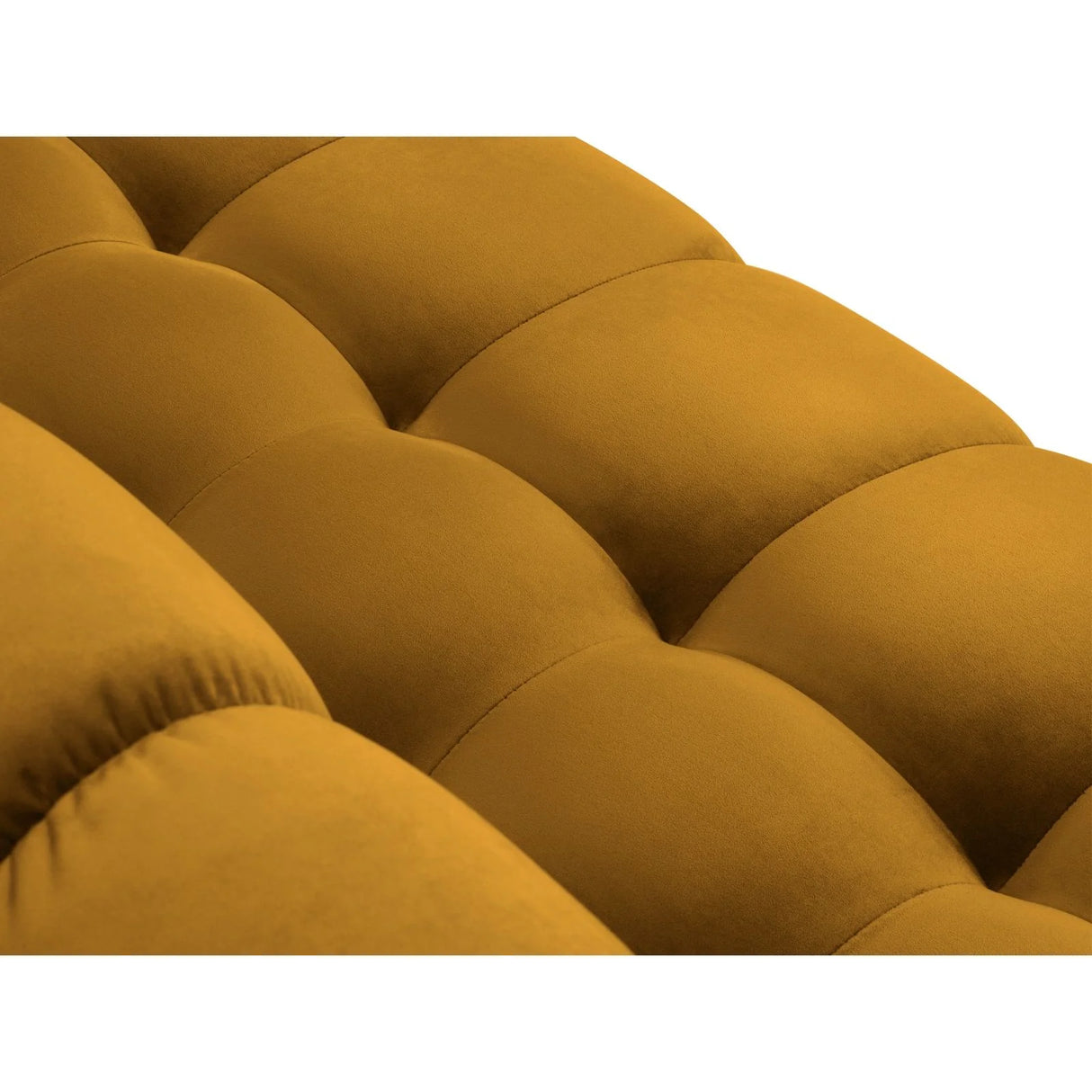 Mamaia 4-Sitzer Ecksofa, Linke Seite, Metallbeine Schwarz, mit Bezug aus Samt (Blu68) in Gelb, 293x185 cm – Bild 8