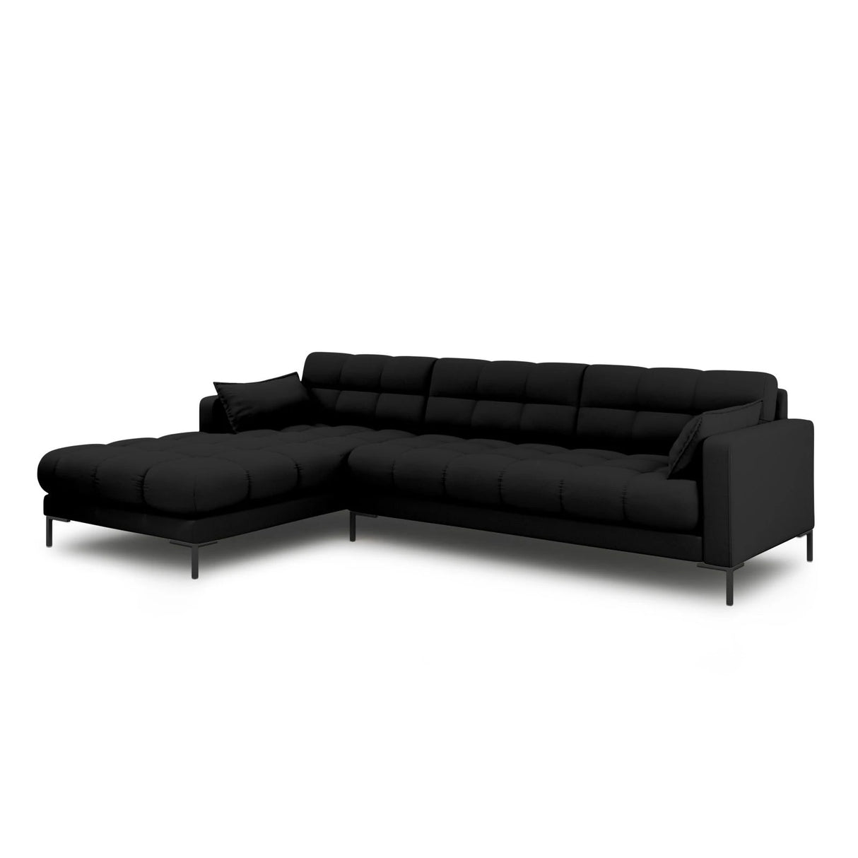 Mamaia 4-Sitzer Ecksofa, Linke Seite, Metallbeine Schwarz, mit Bezug aus Strukturierter Stoff (Nev100) in Schwarz, 293x185 cm – Bild 3